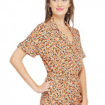 Women's Half Sleeve Brown Playsuits