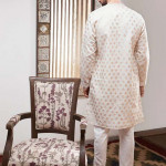 Men White & Gold Toned Woven Design Jashn Kurta with Pyjamas