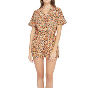 Women's Half Sleeve Brown Playsuits