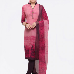Printed Crepe Casual Churidar Geometric Dress Material